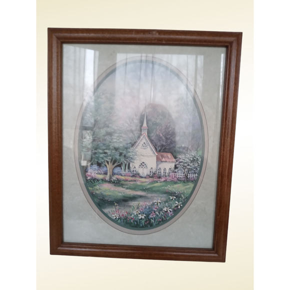 Home Interiors Pastoral Scene Art Print with Brown Frame - Picture 6 of 6